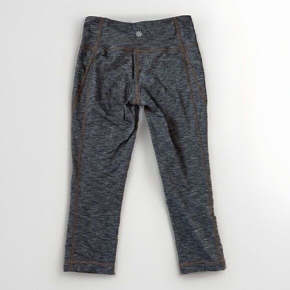 Athleta Revelation Capri Leggings SIZE XS Charcoal Gray Brown Striped Stitching - Picture 5 of 9